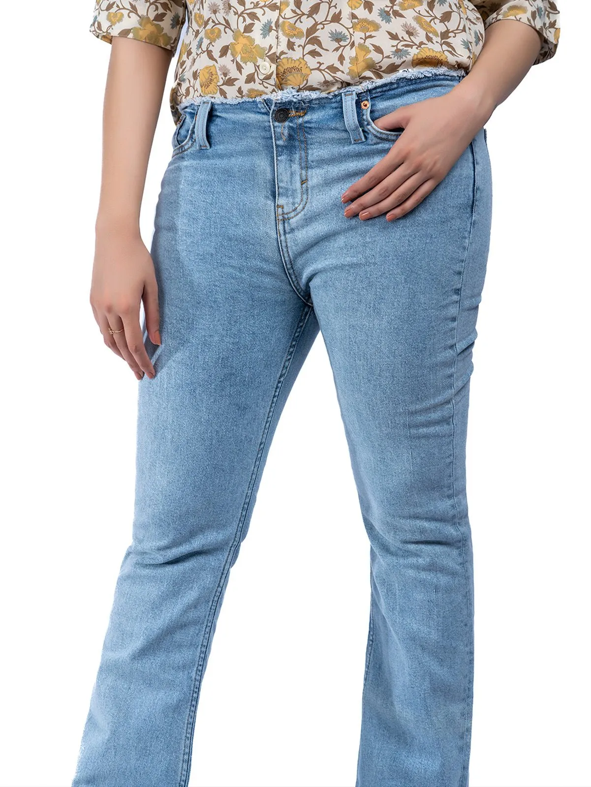 Irregular Waist Flare Leg Jeans sold by Negative product image thumbnail 2