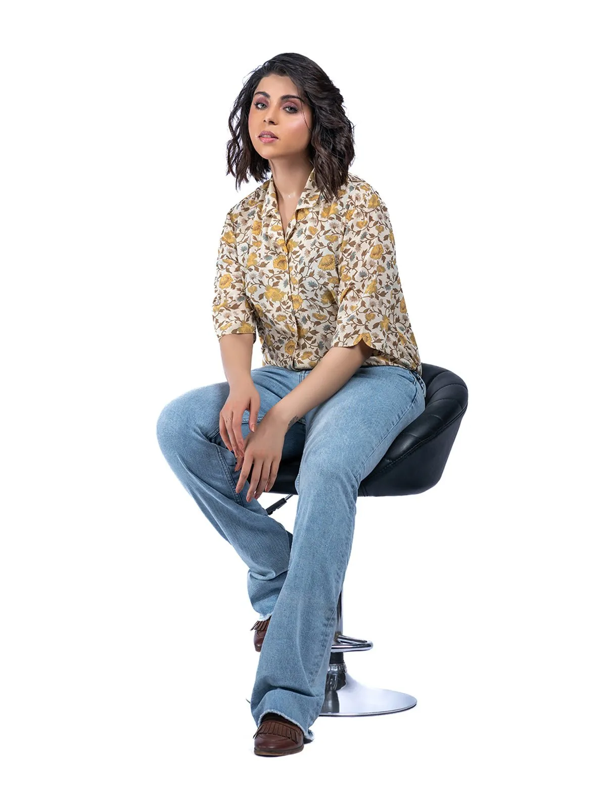 Irregular Waist Flare Leg Jeans sold by Negative product image thumbnail 3