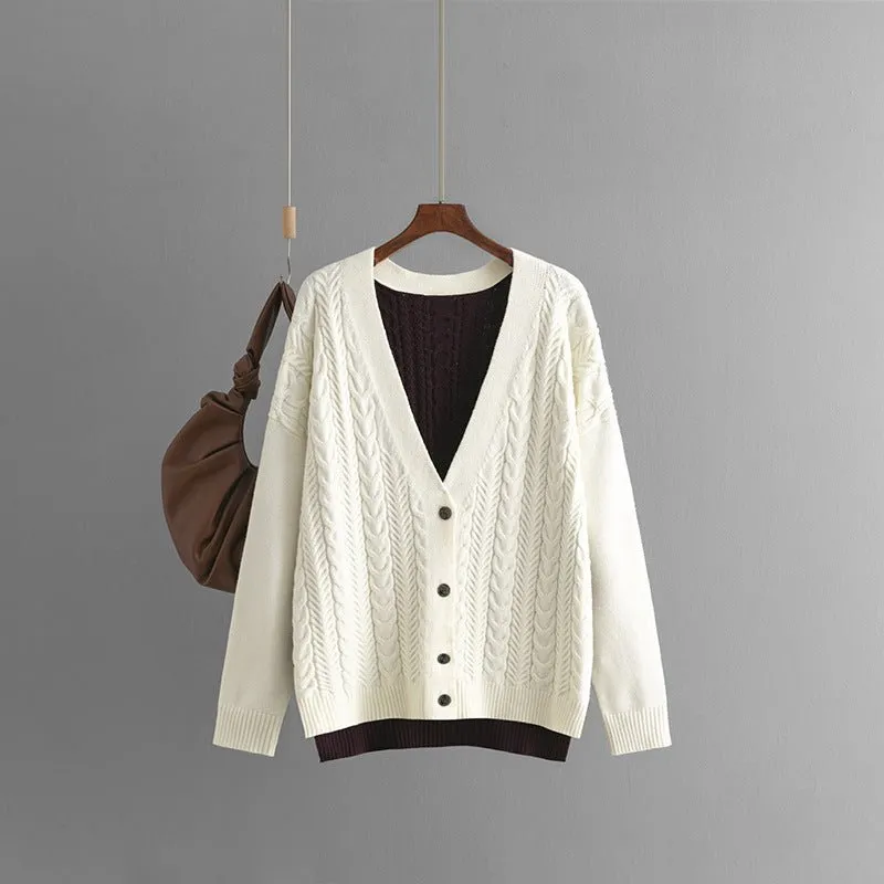 Contrast Twist | V-Neck Colorblock Knitted Cardigan Jacket sold by Negative product image thumbnail 2