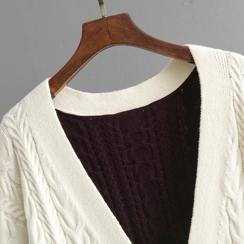 Contrast Twist | V-Neck Colorblock Knitted Cardigan Jacket sold by Negative product image thumbnail 5
