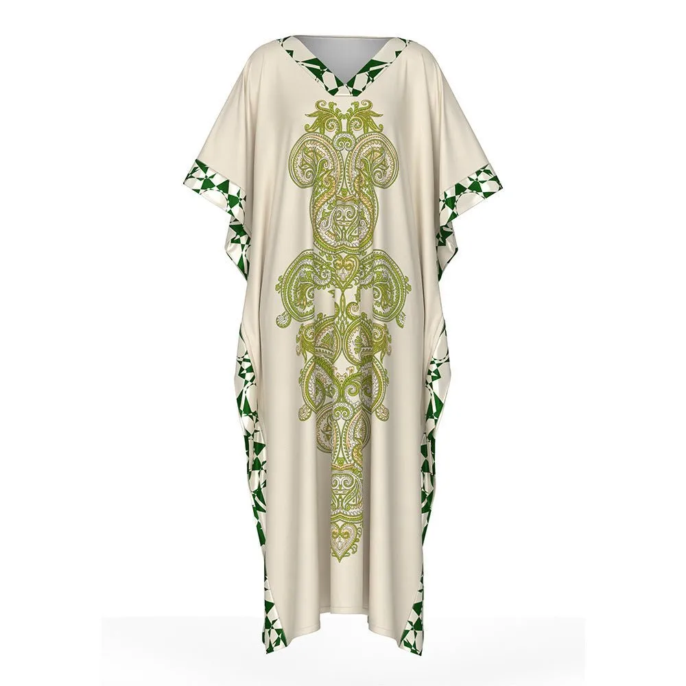 The Starlit Elegance | Women's Plus-Size Ice Silk Printed Long Nightgown & Robe sold by Negative product image thumbnail 5