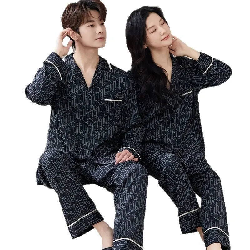 The Luxe Lounge | Solid Color Ice Silk Couple Pajama Set sold by Negative product image thumbnail 5