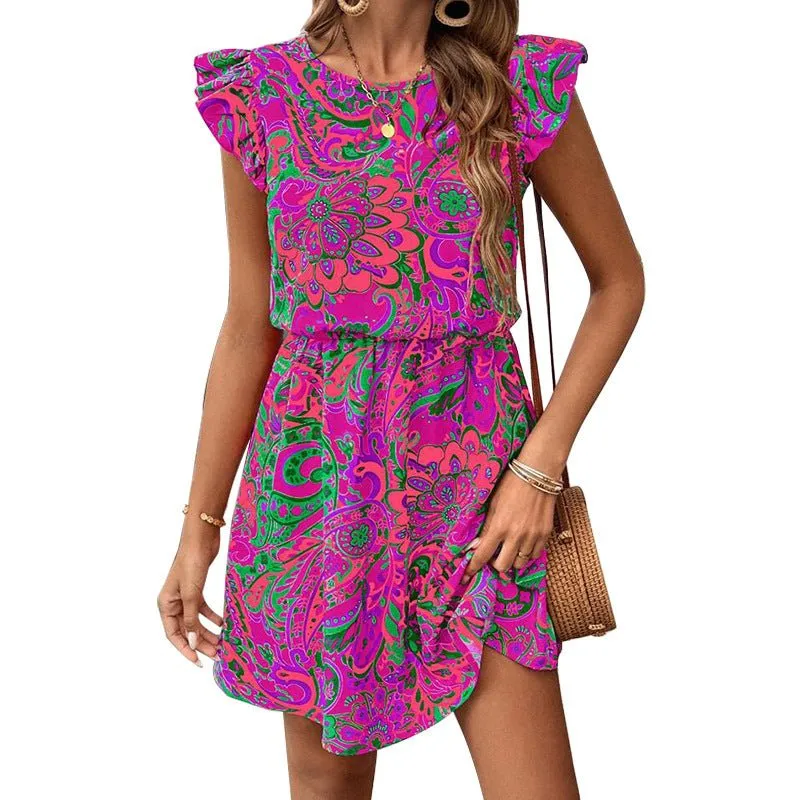 The Floral Whisper | Women's Lotus Leaf Sleeve Floral A-Line Midi Dress sold by Negative product image thumbnail 5