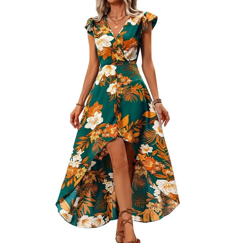 The Floral Slit | Women's Floral Print Lotus Sleeve Slit Maxi Dress sold by Negative product image thumbnail 5