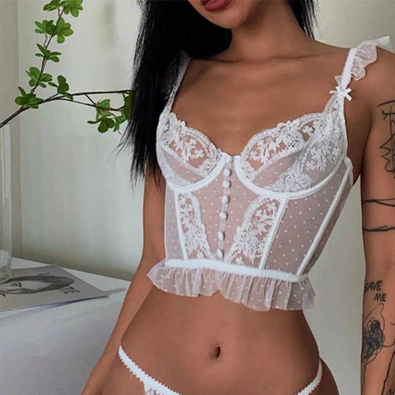 Pure Desire Lace | French Fishbone Suspender Steel Ring Bra Set sold by Negative product image thumbnail 2