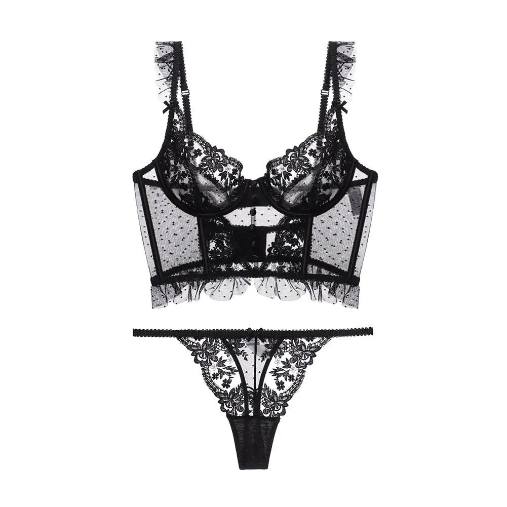 Pure Desire Lace | French Fishbone Suspender Steel Ring Bra Set sold by Negative product image thumbnail 5