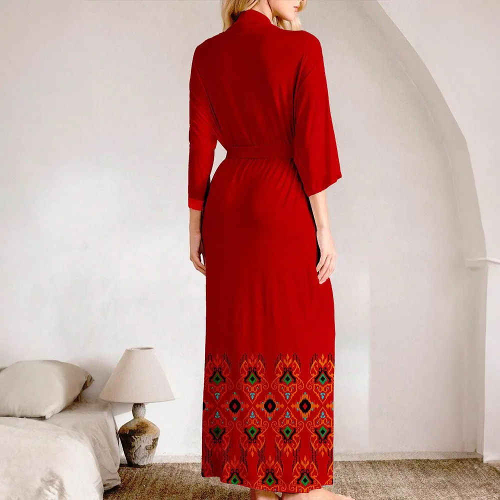 The Crimson Allure | Women's Plus-Size Satin Chiffon Ice Silk Nightgown sold by Negative product image thumbnail 3