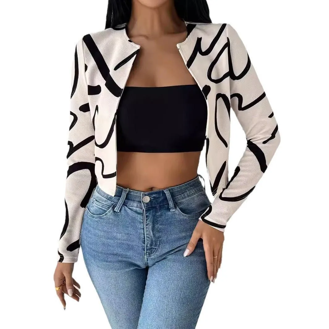 Abstract printing cardigan jacket top women's clothing sold by Negative product image thumbnail 5