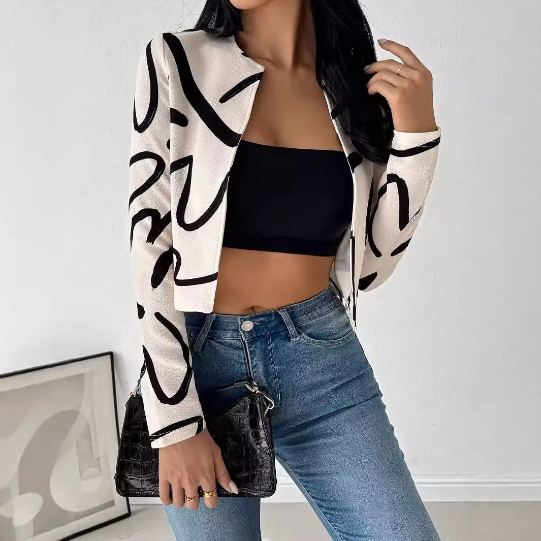 Abstract printing cardigan jacket top women's clothing sold by Negative product image thumbnail 4