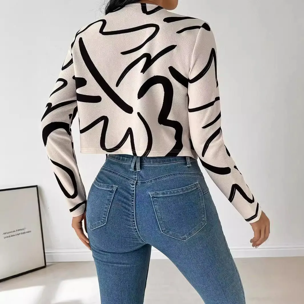 Abstract printing cardigan jacket top women's clothing sold by Negative product image thumbnail 2