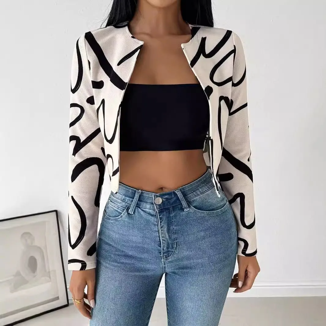 Abstract printing cardigan jacket top women's clothing sold by Negative product image thumbnail 3