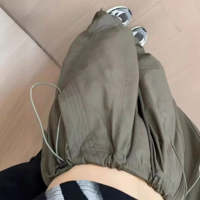 American overalls women's high-end pants women's spring and autumn high-waisted wide-leg sweatpants straight casual sweatpants trousers made by Negative