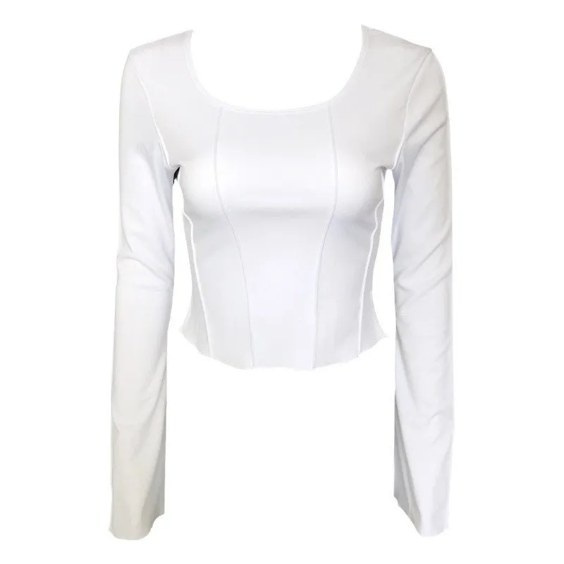 Square neck pullover slim long-sleeved knitted top sold by Negative product image thumbnail 5