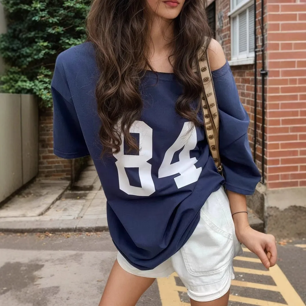 Multi-color letter printing T-shirt women's 2025 new sexy Spice Girls medium and long top women's summer spot sold by Negative