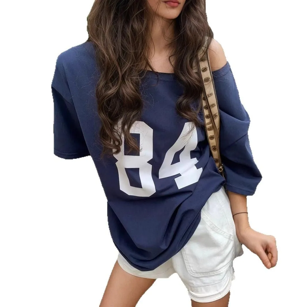 Multi-color letter printing T-shirt women's 2025 new sexy Spice Girls medium and long top women's summer spot sold by Negative product image thumbnail 5