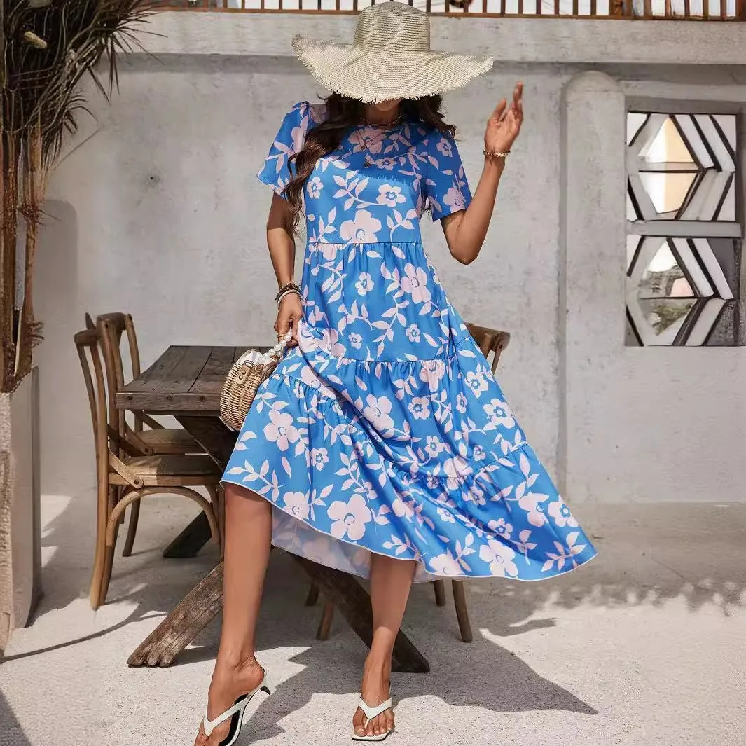 The Ruffle Bloom | Women's Floral Print Multi-Layer Ruffle Maxi Dress sold by Negative product image thumbnail 3