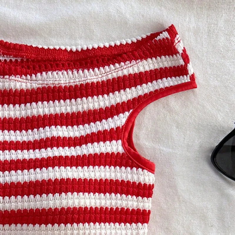 Summer new vacation style striped small vest hip short suit women sold by Negative product image thumbnail 4