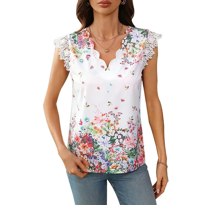 Lace V-neck shirt printed shirt sold by Negative product image thumbnail 5