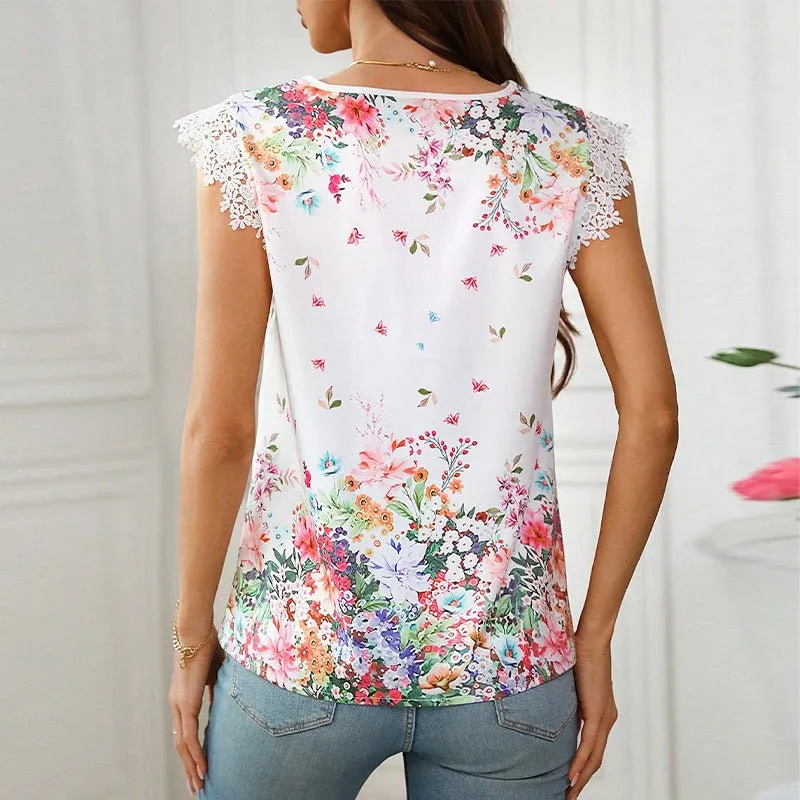 Lace V-neck shirt printed shirt sold by Negative product image thumbnail 3