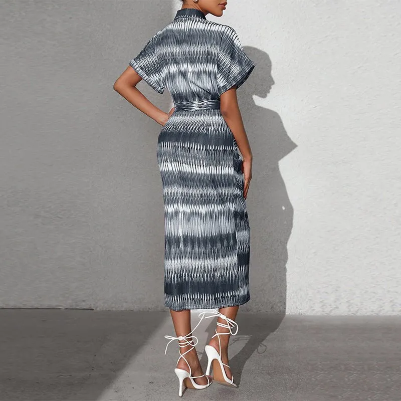 Striped lace-up cardigan dress sold by Negative product image thumbnail 2