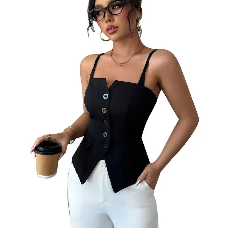 suspender cardigan small vest top sold by Negative product image thumbnail 5