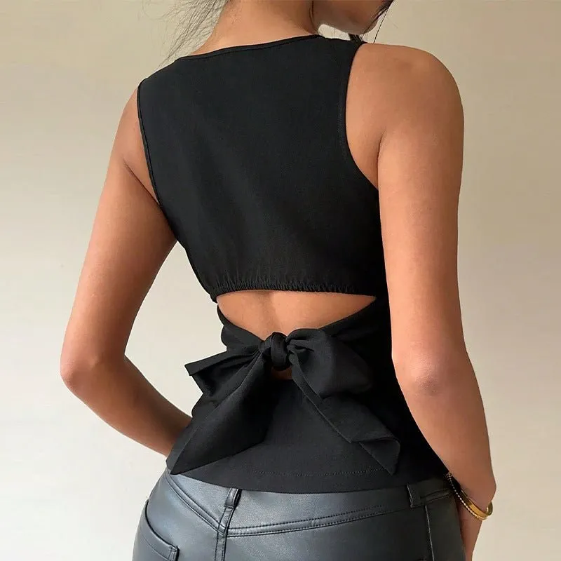 Summer new sexy European and American style small vest elastic sleeveless slim top women sold by Negative product image thumbnail 3