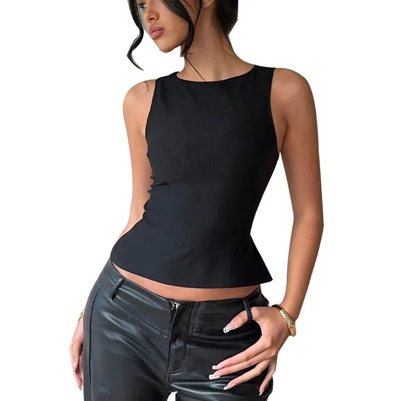 Summer new sexy European and American style small vest elastic sleeveless slim top women sold by Negative product image thumbnail 5