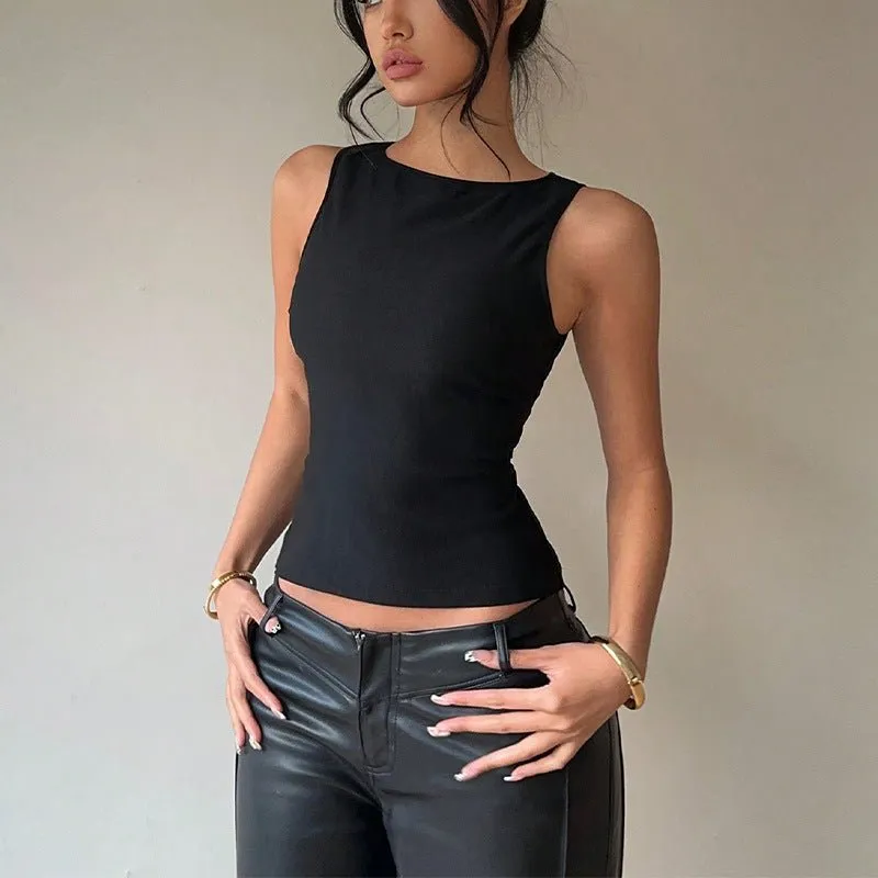 Summer new sexy European and American style small vest elastic sleeveless slim top women sold by Negative
