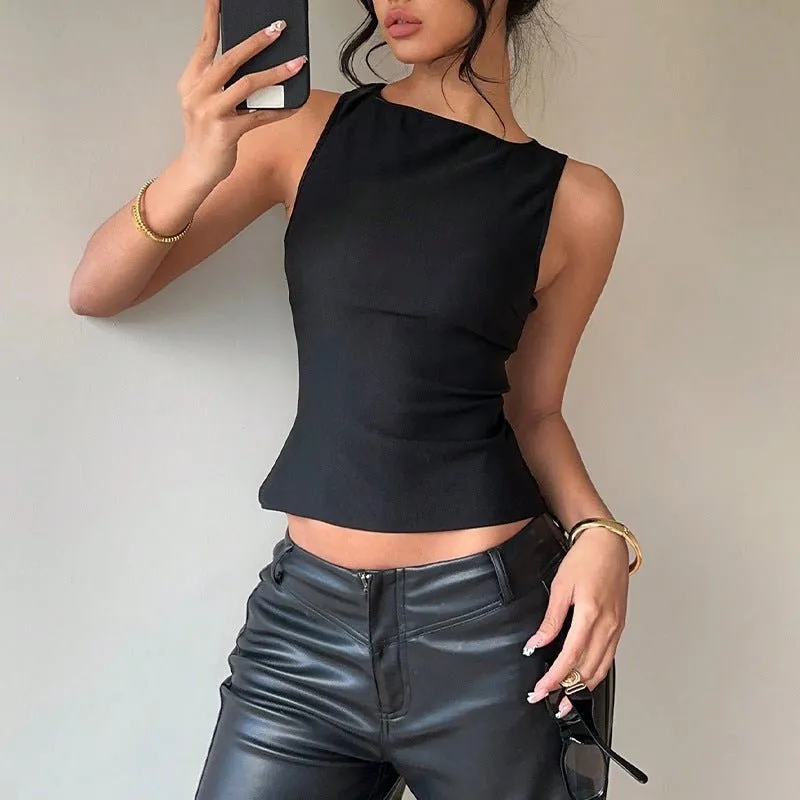 Summer new sexy European and American style small vest elastic sleeveless slim top women sold by Negative product image thumbnail 4