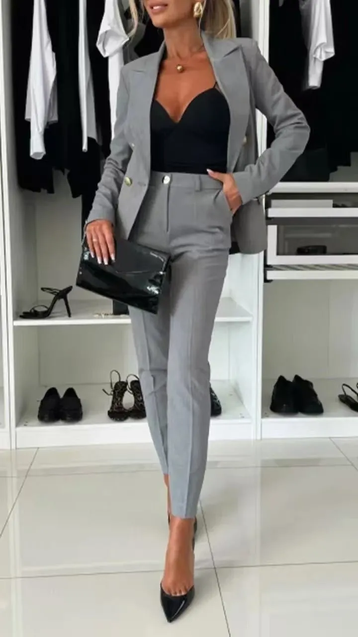 Solid color versatile suit independent fashion with casual pocket sold by Negative product image thumbnail 2