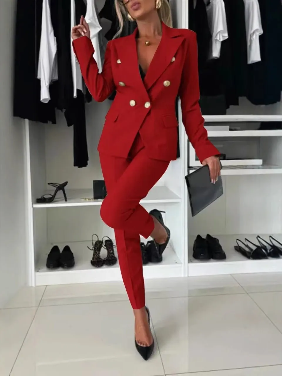 Solid color versatile suit independent fashion with casual pocket sold by Negative