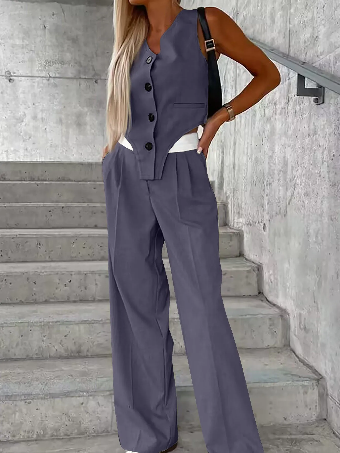 Vest Fashion Casual Suit Women's Suit Set sold by Negative product image thumbnail 3