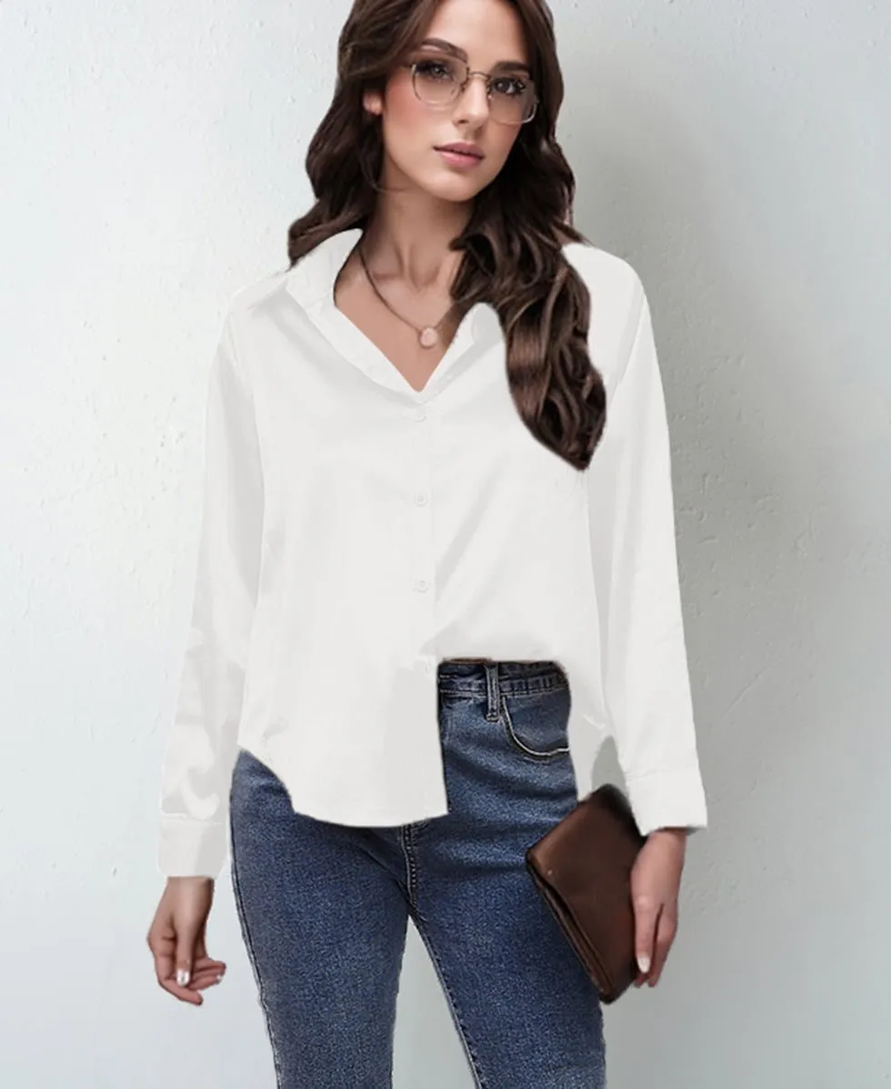 spring and summer new style satin satin shirt female imitation silk long-sleeved shirt sold by Negative product image thumbnail 5
