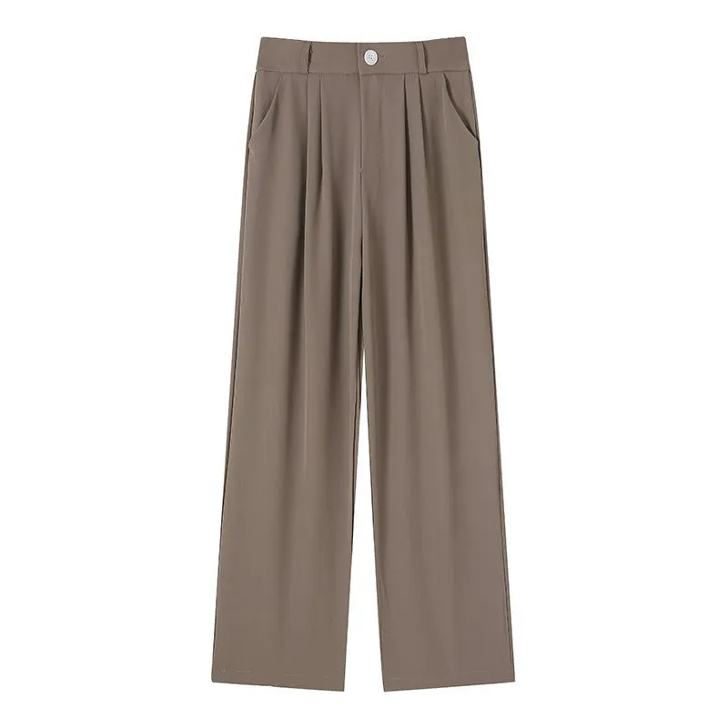 Suit pants for women, new spring styles, high waist wide leg pants, drape casual straight pants made by Negative