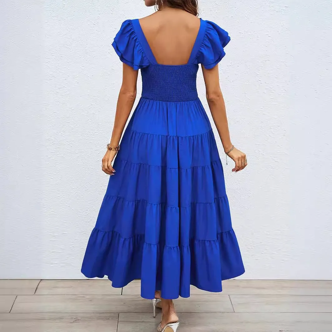 The Boho Reverie | Women's Floral Print Square Neck Ruffle Sleeve Maxi Dress sold by Negative product image thumbnail 2