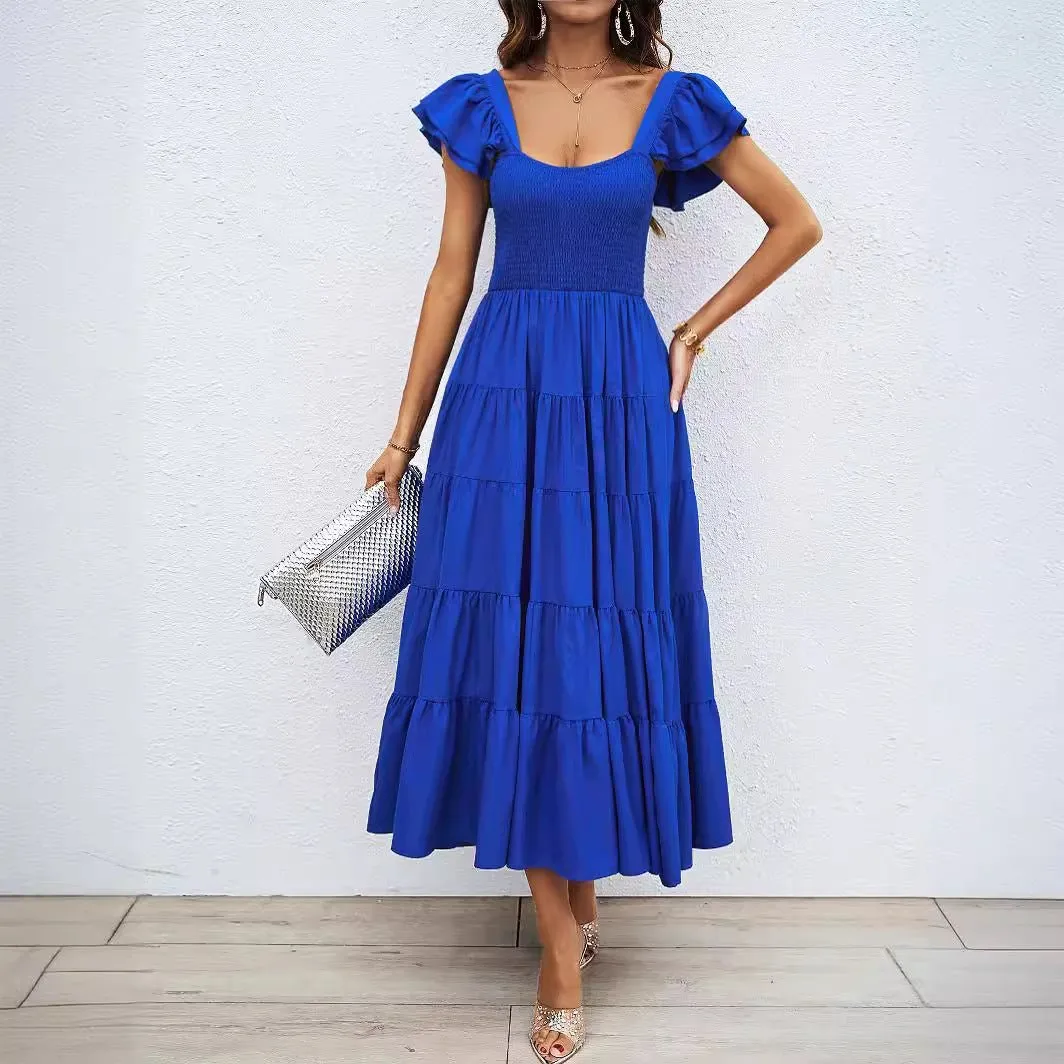 The Boho Reverie | Women's Floral Print Square Neck Ruffle Sleeve Maxi Dress sold by Negative product image thumbnail 3