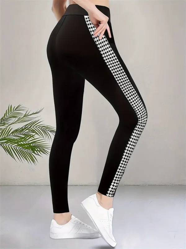 2025 summer high waist elastic tights printed leg slits casual pants trousers made by Negative
