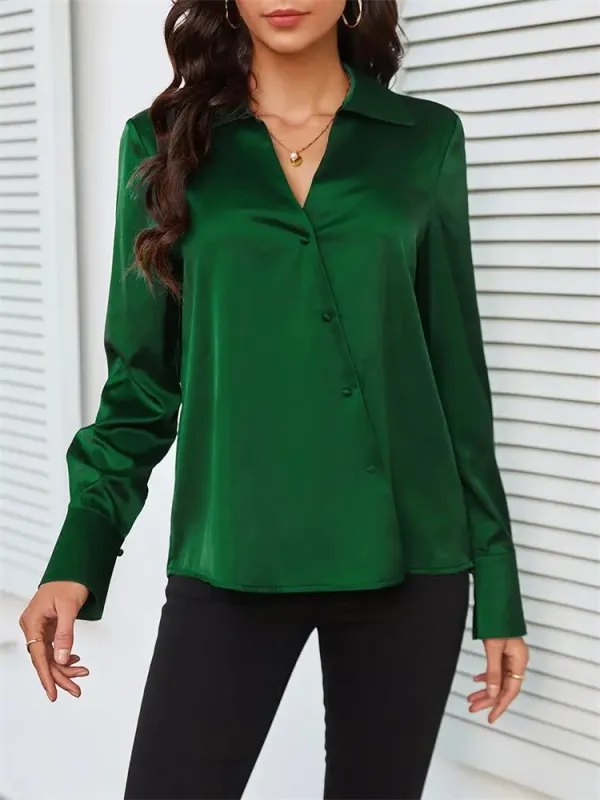 V-neck top women's shirt sleeve cardigan button shirt women's spring and summer blouse made by Negative