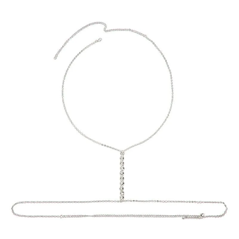 New love rhinestone chest chain fashion bikini chest chain sold by Negative product image thumbnail 3