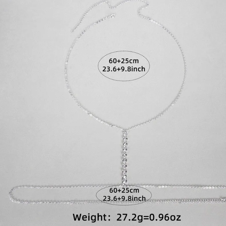 New love rhinestone chest chain fashion bikini chest chain sold by Negative product image thumbnail 2