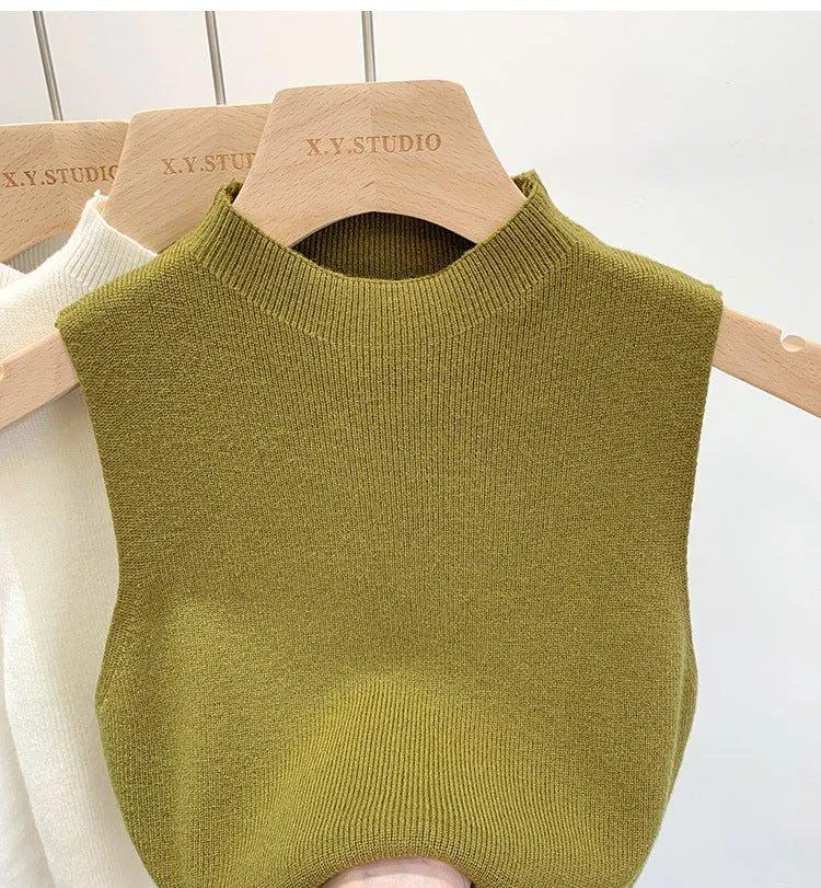 The Breezy Layer | Women's Slim-Fit Half Turtleneck Knitted Camisole Vest sold by Negative product image thumbnail 2