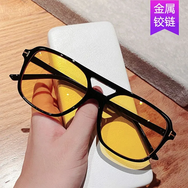 T-shaped double beam sunglasses square 2025 retro ins sunglasses sold by Negative