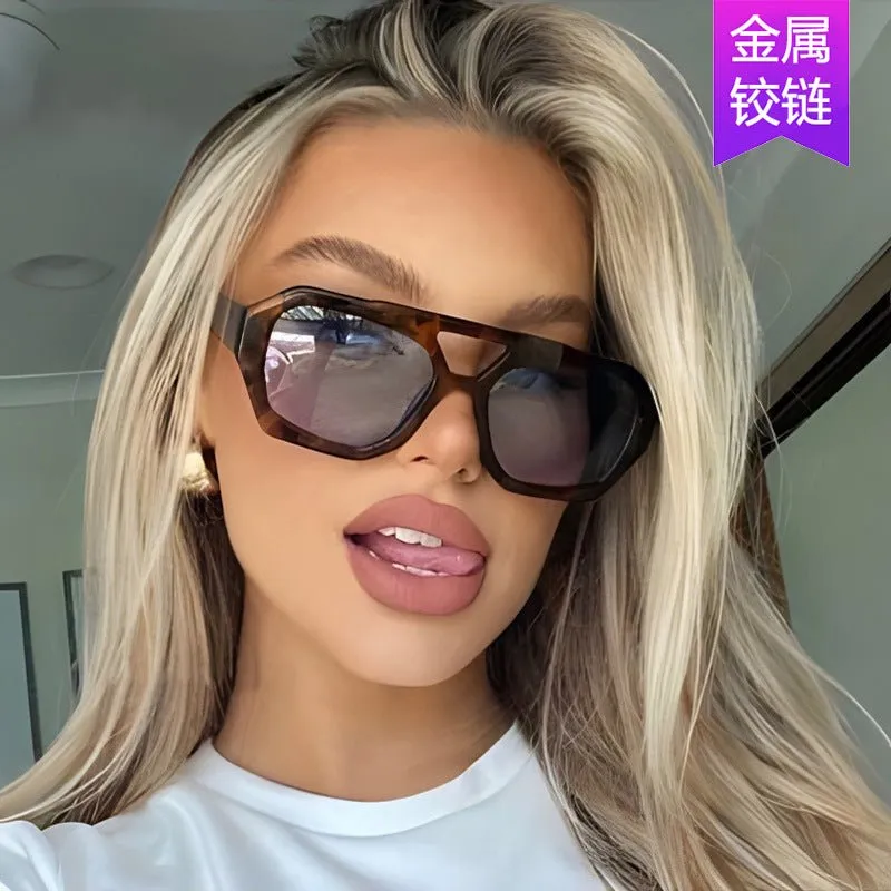 Double-beam irregular sunglasses 2025 new retro personality sunglasses made by Negative