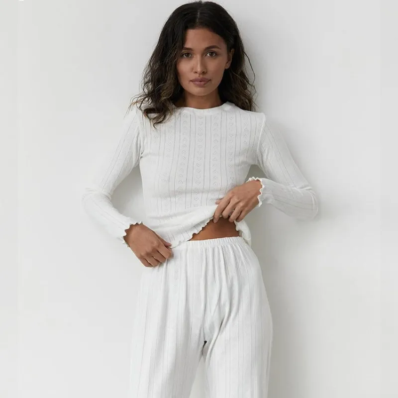 The Cozy Jacquard | Knitted Hollow Love Jacquard Pajama Set made by Negative