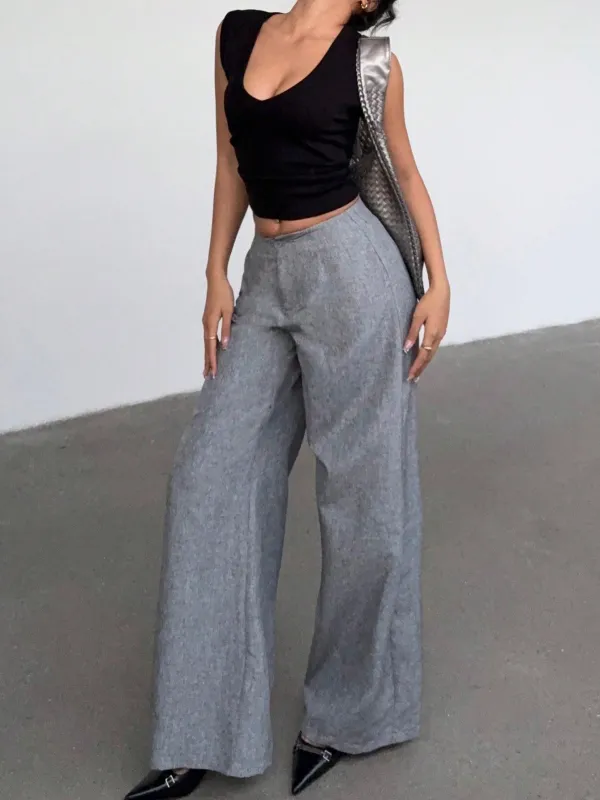 Women's Casual Commuting Solid Color Wide Leg Pants made by Negative