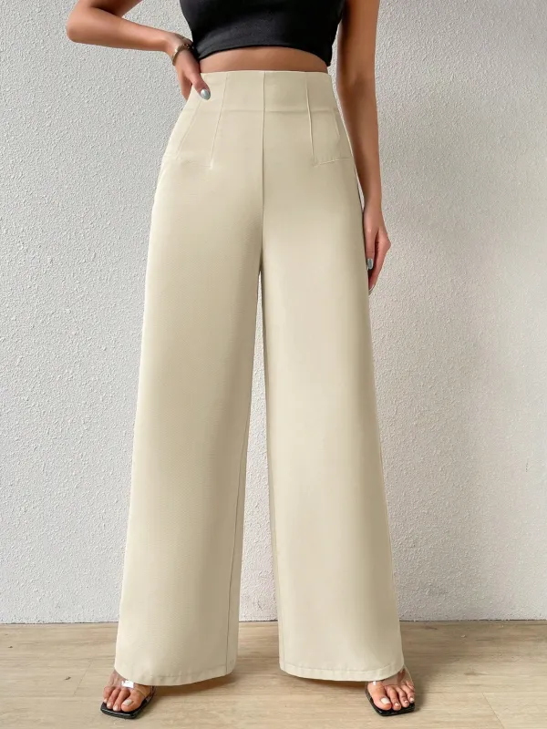 Women's Simple Casual Elegant Resort & Commute Abstract Print High Waist Wide Leg Pants Baggy Women Pants made by Negative