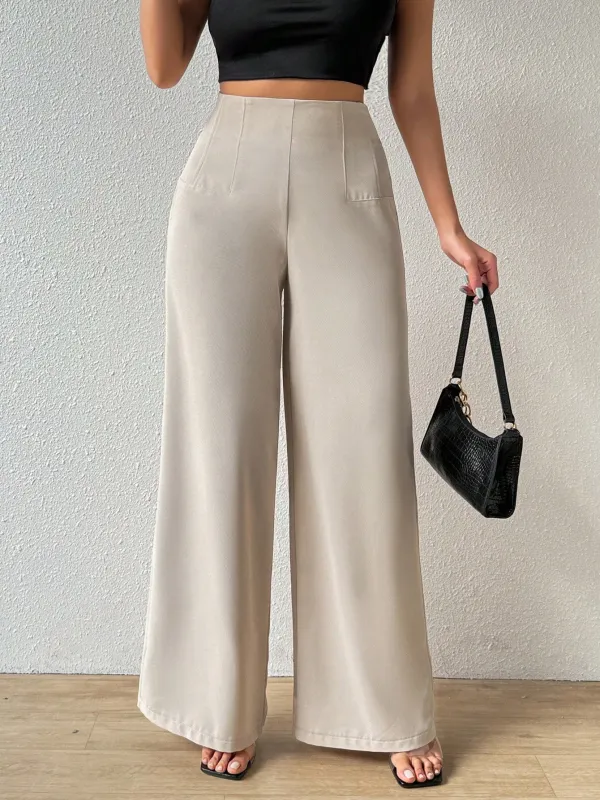 Women's Simple Casual Elegant Resort & Commute Abstract Print High Waist Wide Leg Pants Baggy Women Pants made by Negative