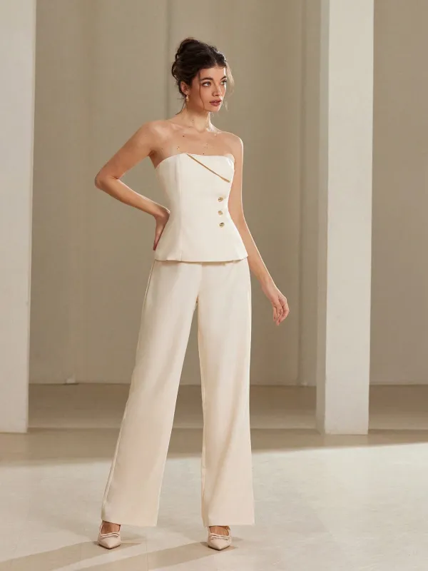 Women's 2pcs Set Fashion Off Shoulder Tube Top & Casual Pants sold by Negative