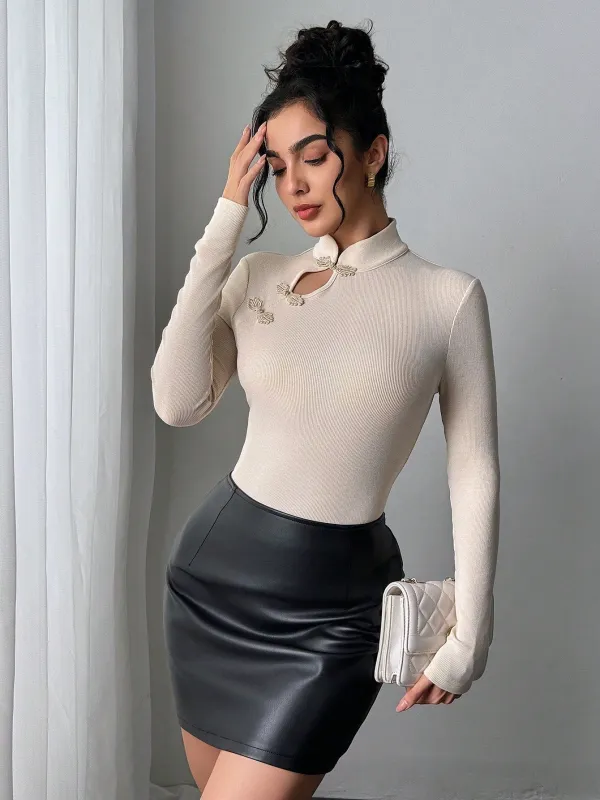 Privé Chinese Style Knot Design Long Sleeve T-Shirt sold by Negative