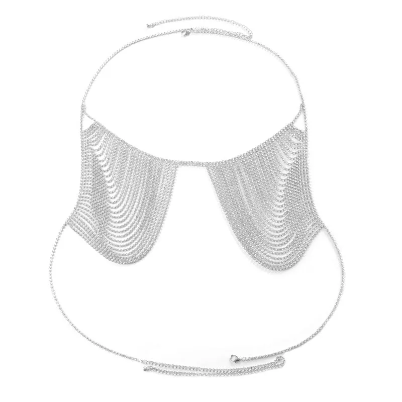 Rhinestone bra fashion bikini clavicle chain body chain necklace set sold by Negative product image thumbnail 4